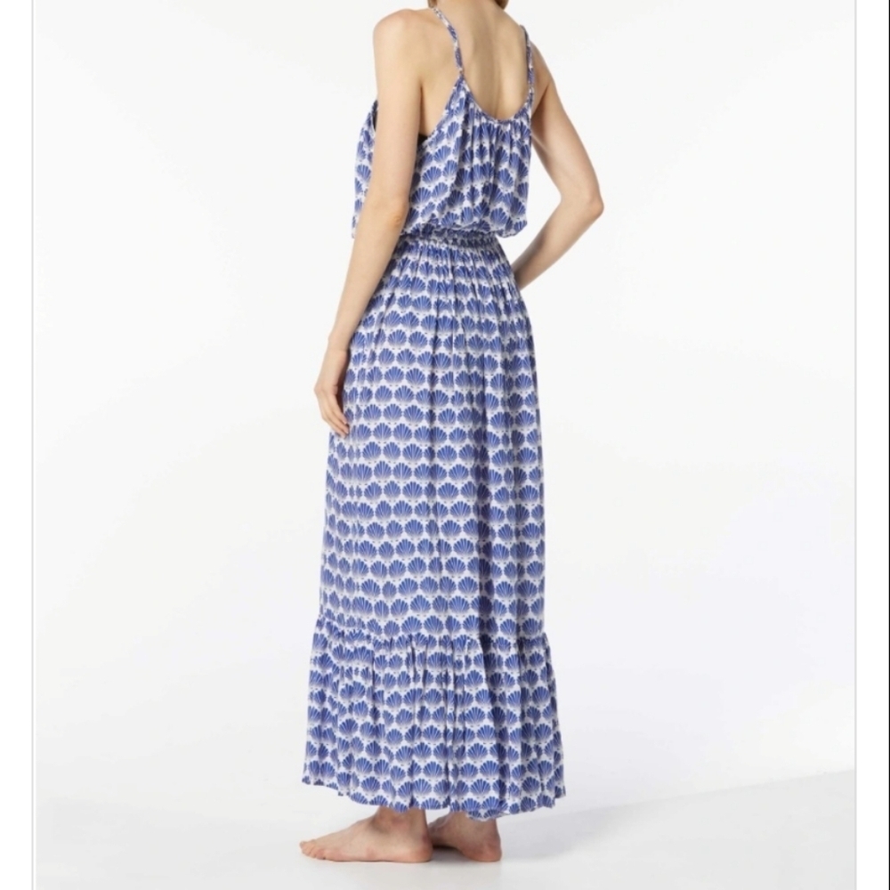 Kate Spade Blue and White Patterned Maxi Cover Up, Size Small